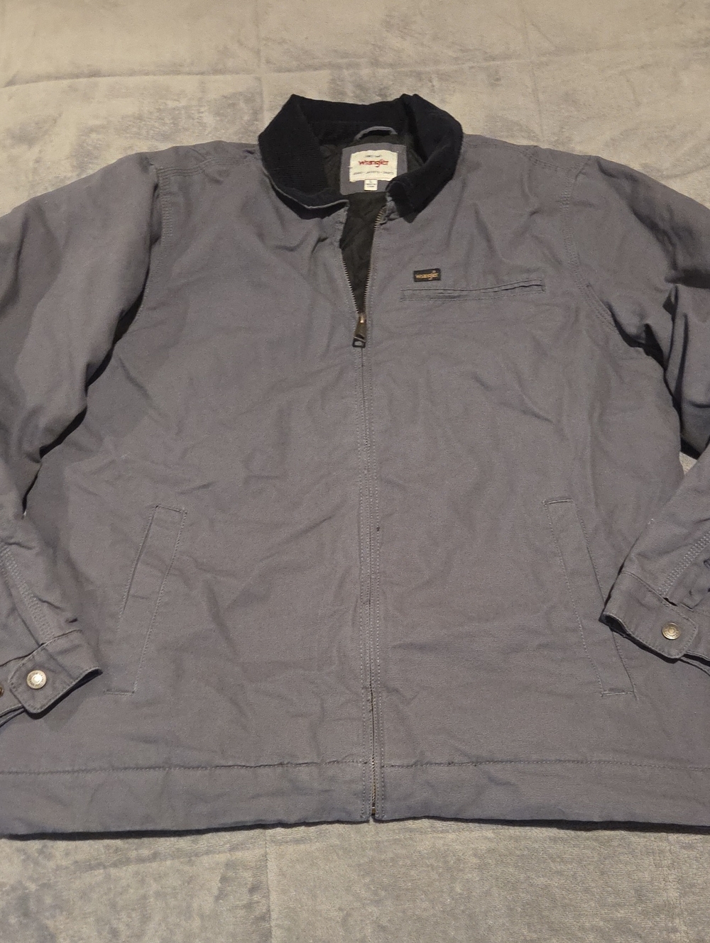 Wrangler Slate Gray Lightweight Zip Jacket with Dark Collar